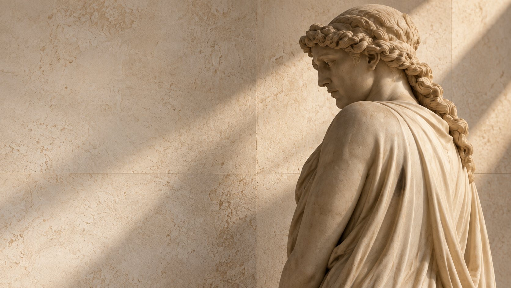 Classical marble sculpture in warm sunlight